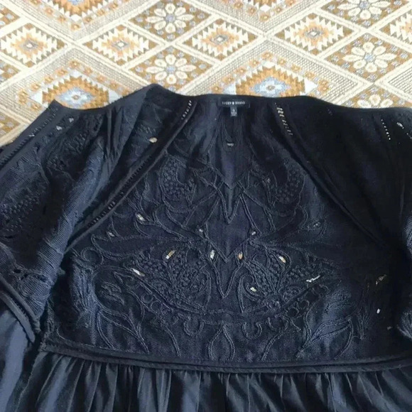 Lucky Brand ☘️ Embroidered Black blouse/jacket Folk Boho Western Indie Small. - Picture 11 of 14